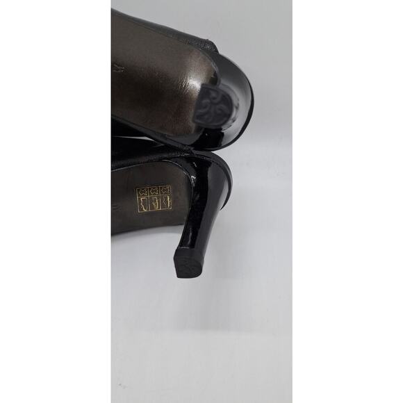 Brighton Ranae Boho Slip On Pumps High Heels 9M Black Leather Embellished Sequin - Picture 10 of 11